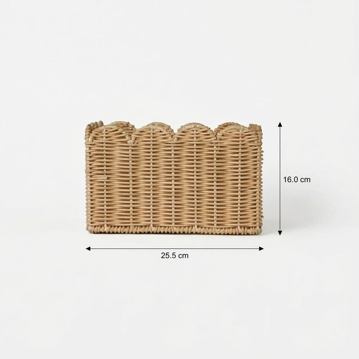Frill Rattan Storage Basket, Square - Natural