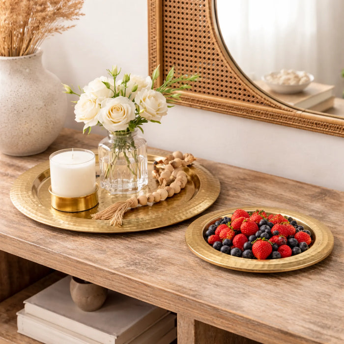 Glint Hammered Metal Platter - Set of 2