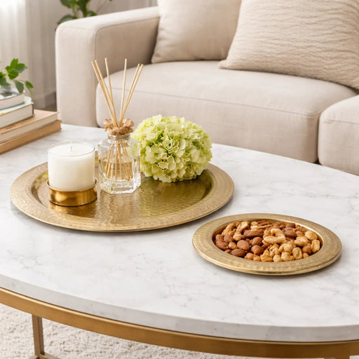 Glint Hammered Metal Platter - Set of 2 Homelves