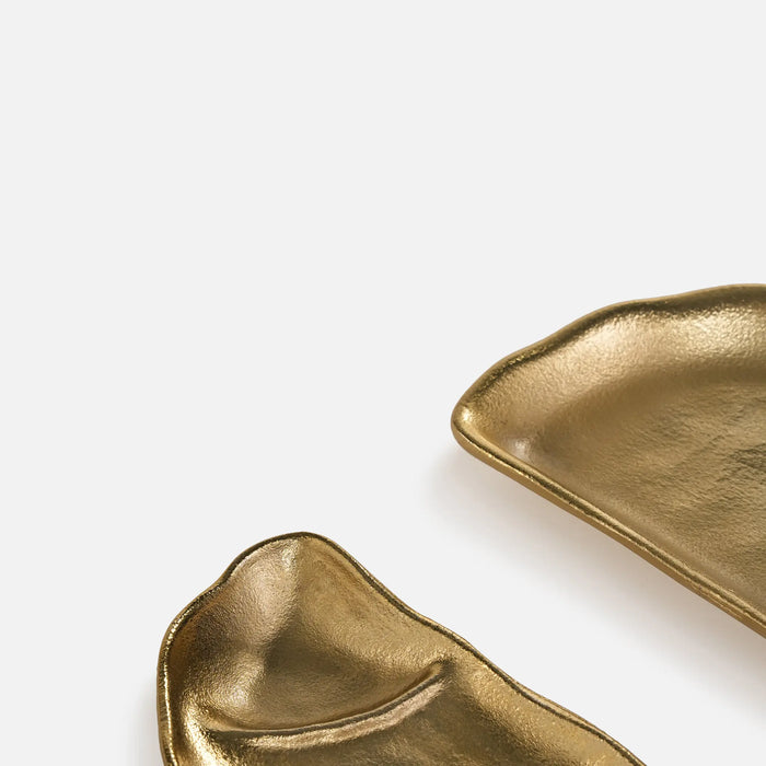 Half Moon Metal Decorative Server, Set of 2 - Gold