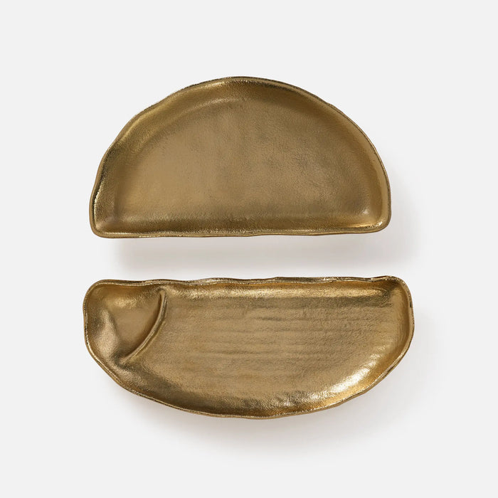 Half Moon Metal Decorative Server, Set of 2 - Gold