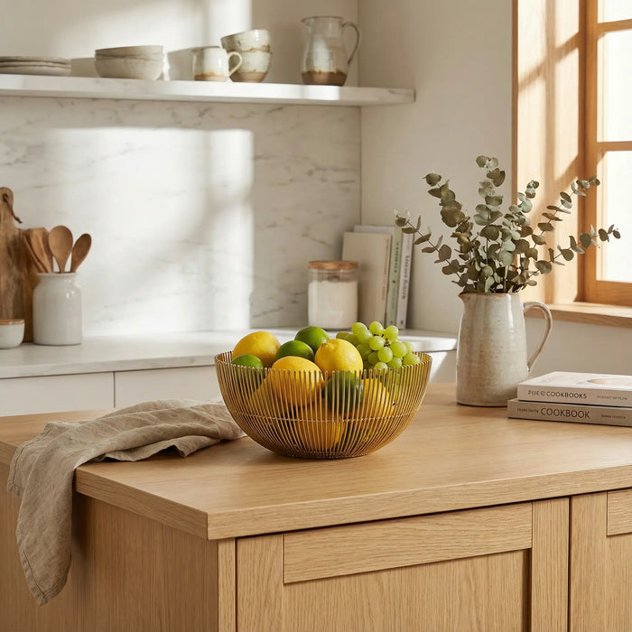 Hana Steel Fruit Basket- Gold