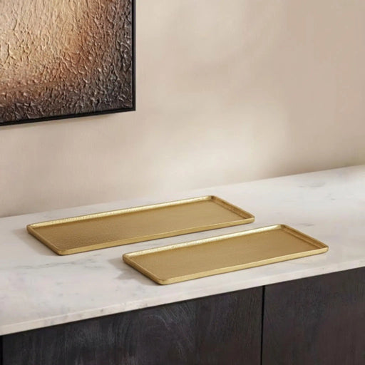 Ira Elegant Display Platters, Set of 2 - Gold Homelves