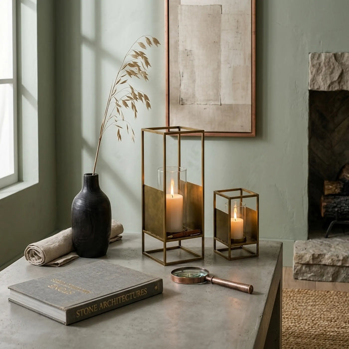 Josie Metal Lanterns, Set of 2 (M + S) - Brown