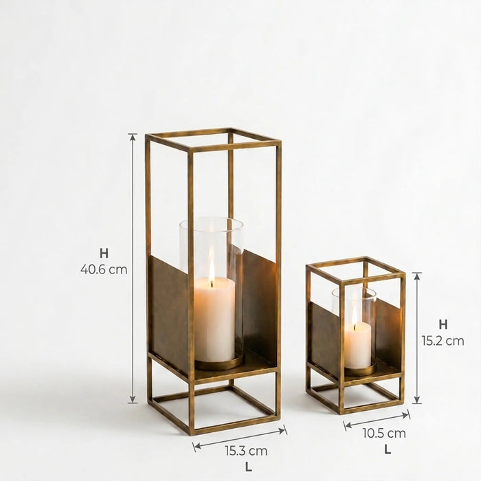Josie Metal Lanterns, Set of 2 (M + S) - Brown