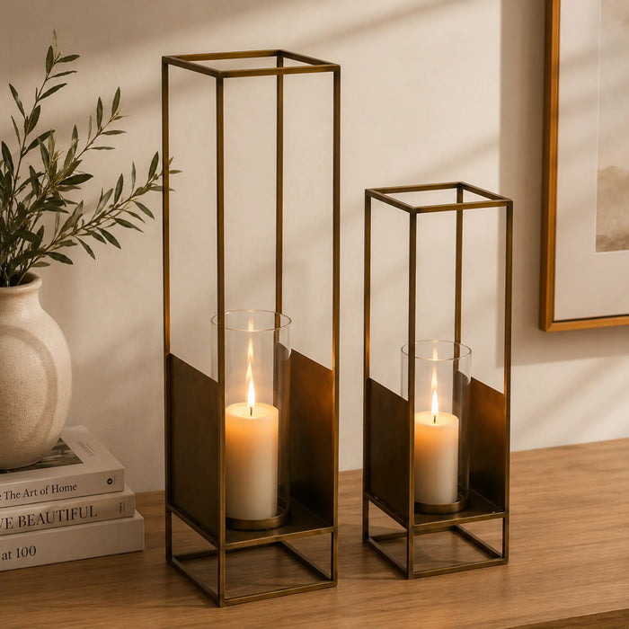 Josie Metal Lanterns, Set of 2 (XL + L) - Brown