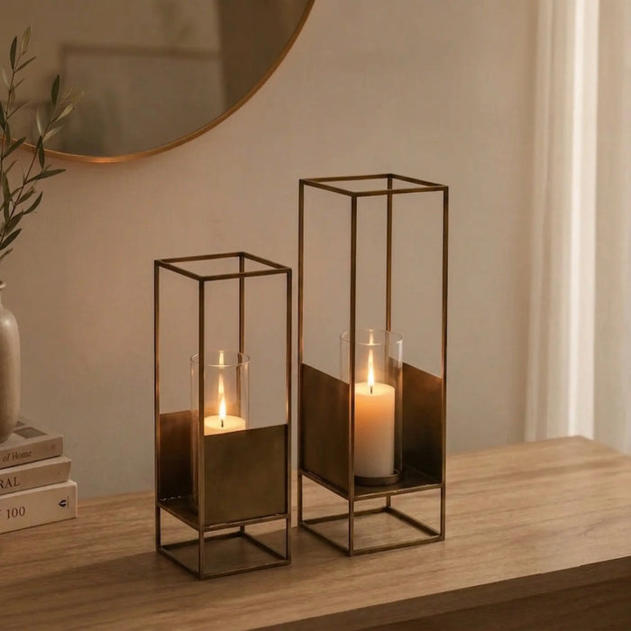 Josie Metal Lanterns, Set of 2 (XL + L) - Brown