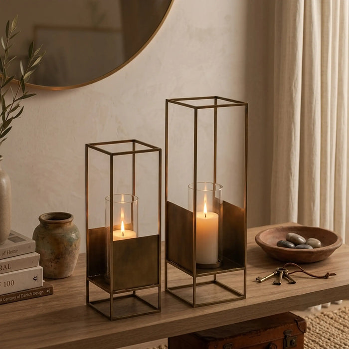 Josie Metal Lanterns, Set of 2 (XL + L) - Brown