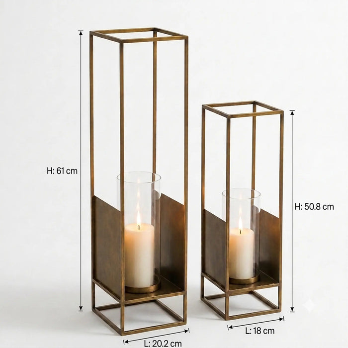 Josie Metal Lanterns, Set of 2 (XL + L) - Brown