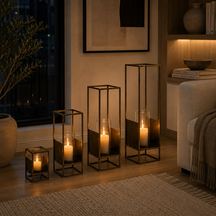 Josie Metal Lanterns, Set Of 4 - Brown