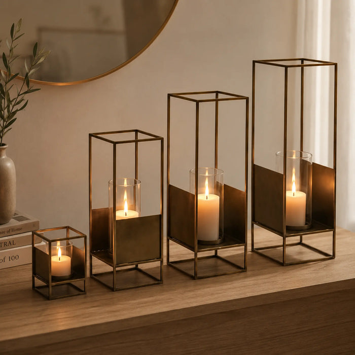 Josie Metal Lanterns, Set Of 4 - Brown