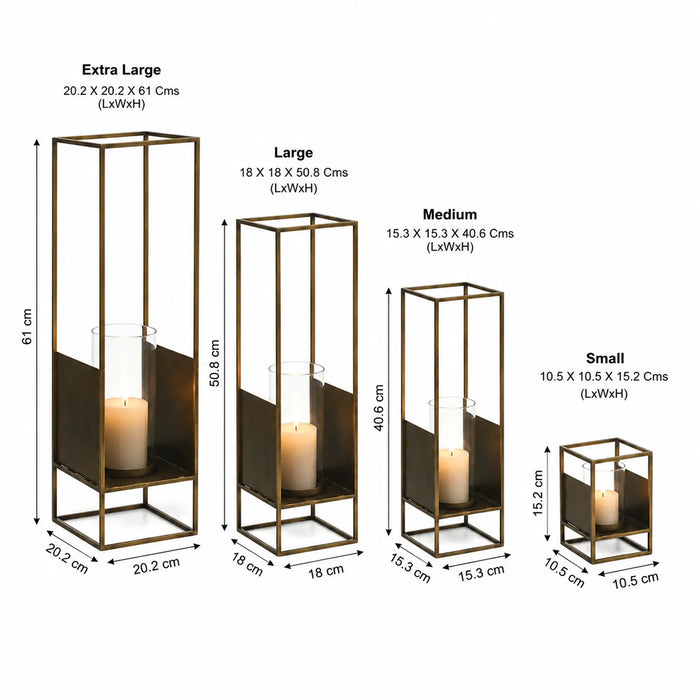Josie Metal Lanterns, Set Of 4 - Brown