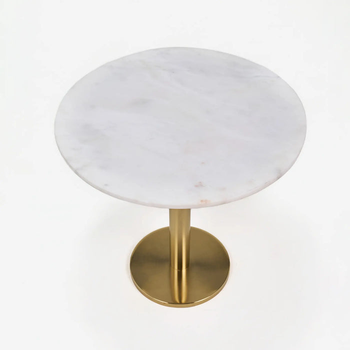 Joyce Side Table With Marble Top - Gold & White