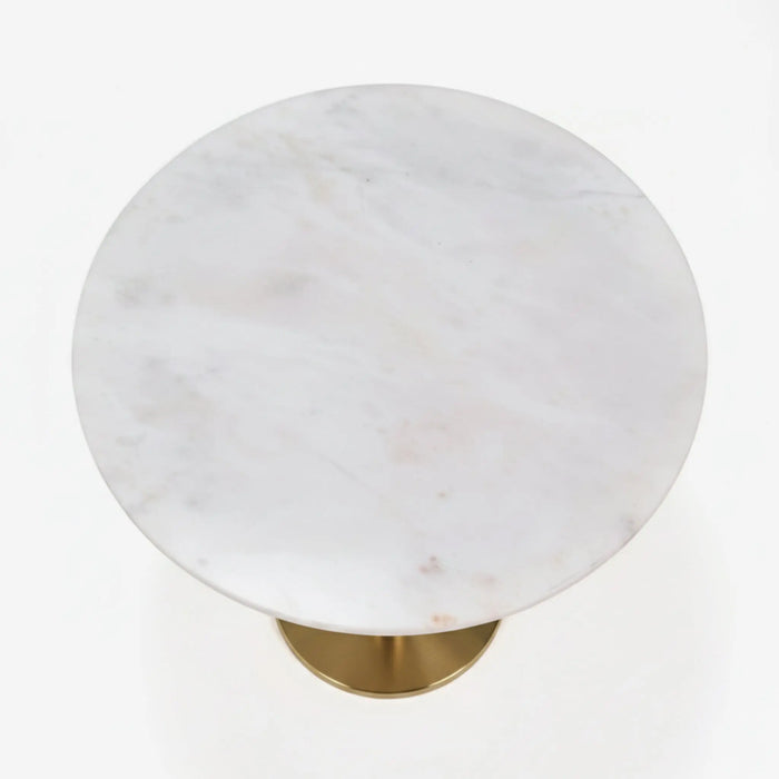 Joyce Side Table With Marble Top - Gold & White