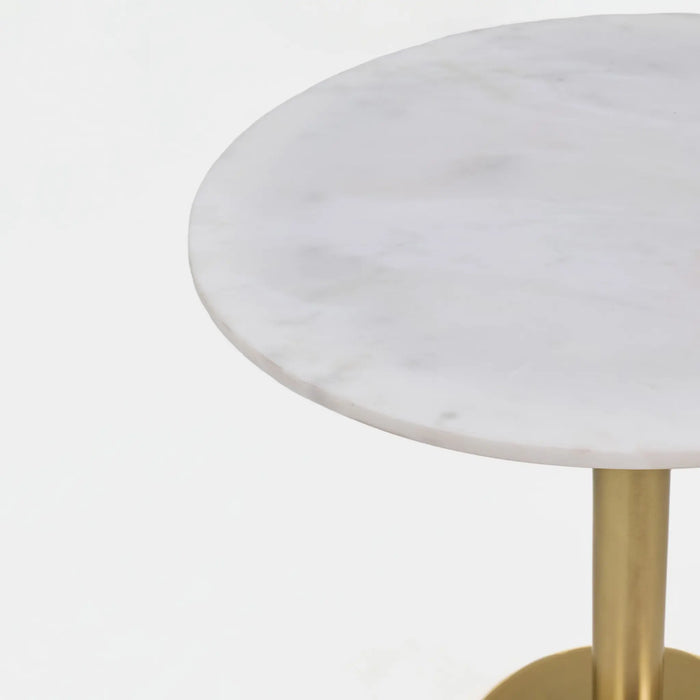 Joyce Side Table With Marble Top - Gold & White