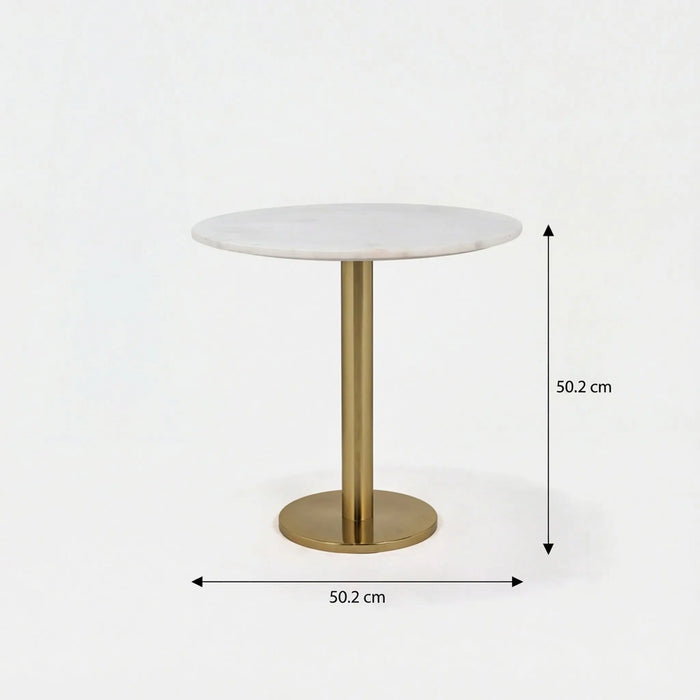 Joyce Side Table With Marble Top - Gold & White