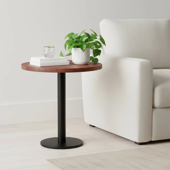 Joyce Side Table With Wooden Top - Black & Walnut