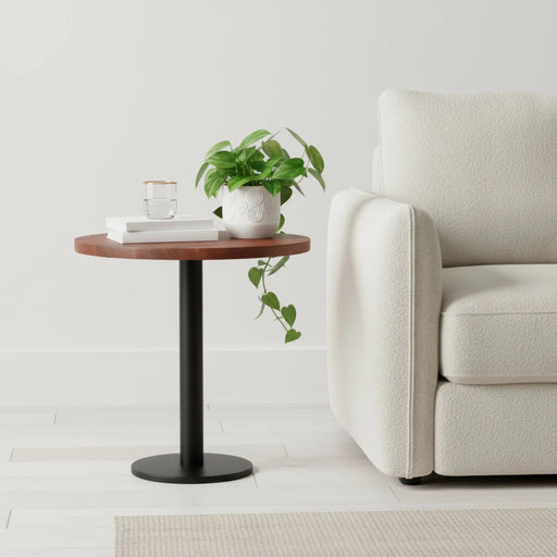 Joyce Side Table With Wooden Top - Black & Walnut Homelves