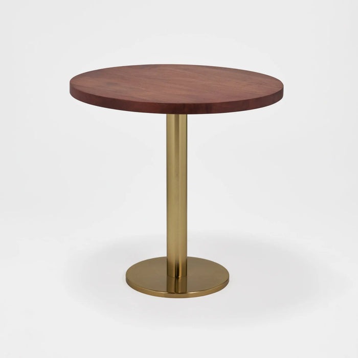 Joyce Side Table With Wooden Top - Gold & Walnut