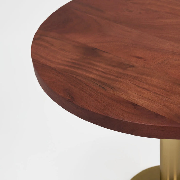 Joyce Side Table With Wooden Top - Gold & Walnut