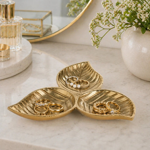 Kate 3 Leaves Metal Decorative Serverware - Gold Homelves