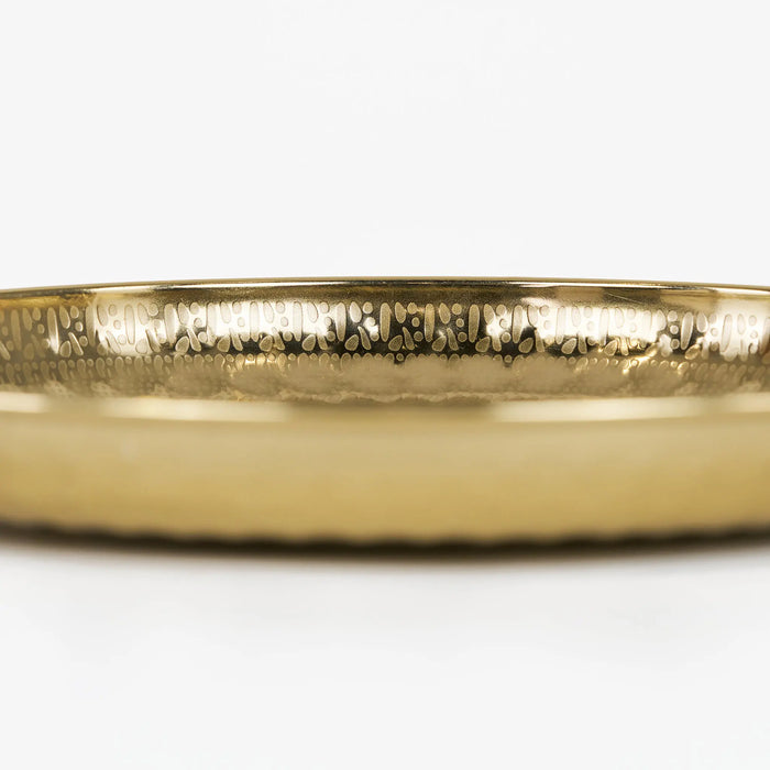 Lattice Hammered Metal Serving Platter, Gold