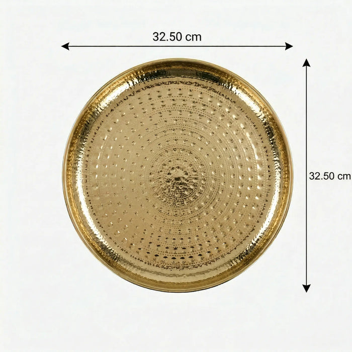 Lattice Hammered Metal Serving Platter, Gold