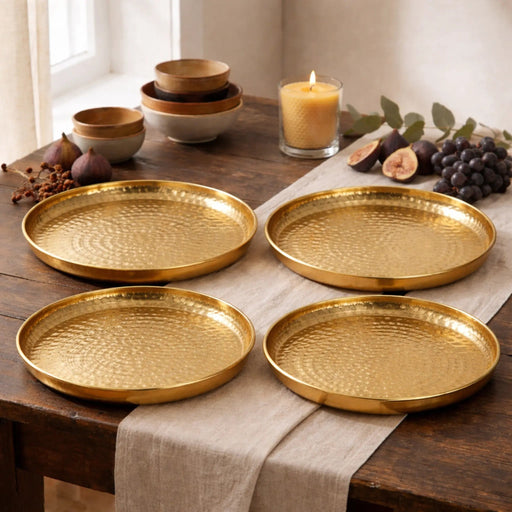 Lattice Set of 4 Hammered Metal Serving Platter Homelves