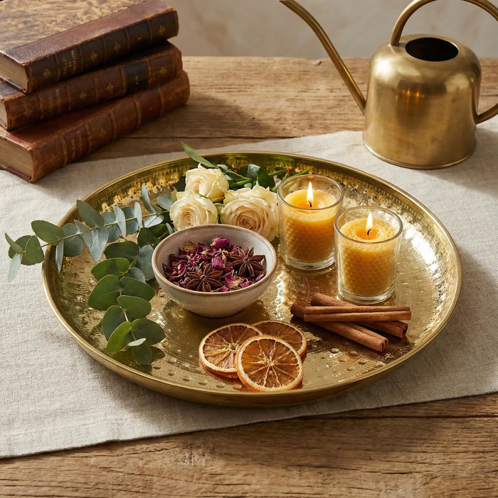 Lattice Set of 4 Hammered Metal Serving Platter