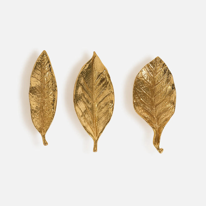 Leafy Metal Decorative Serverware, Set Of 3 - Gold