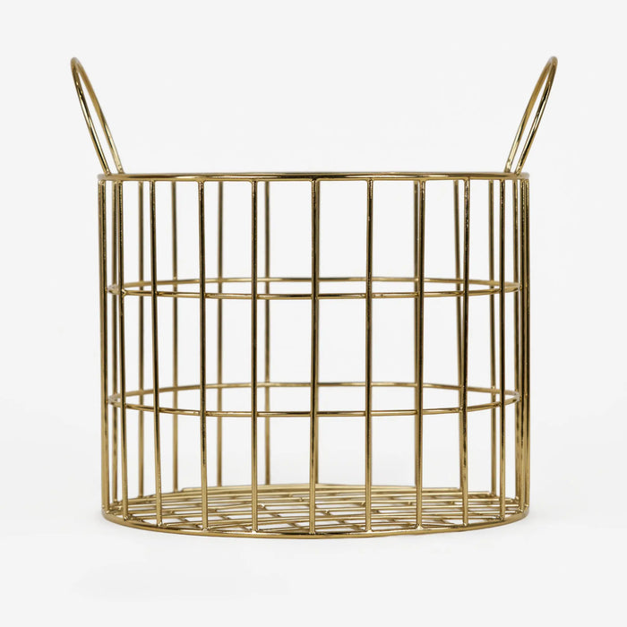 Lexa Round Metal Storage Baskets, Set of 2 - Gold