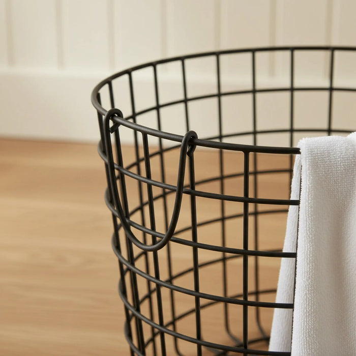 Linny Metal Storage Basket With Metal Handles, Set Of 2 - Black