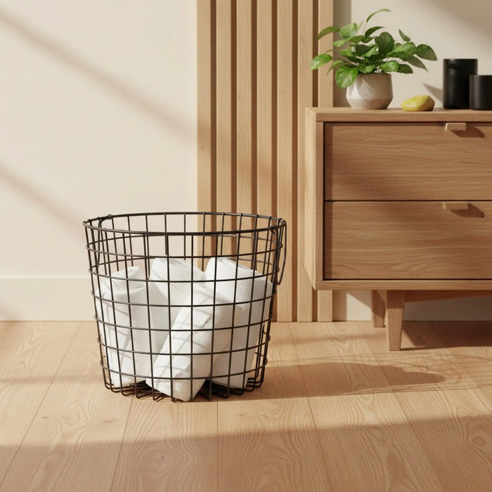 Linny Metal Storage Basket With Metal Handles, Set Of 2 - Black