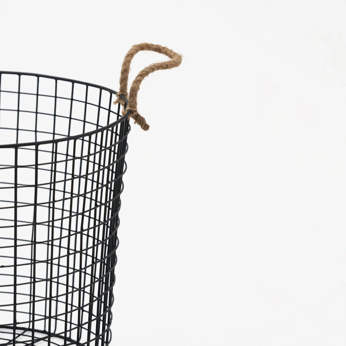 Linny Metal Storage Basket With Rope Handles, Set Of 2 - Black