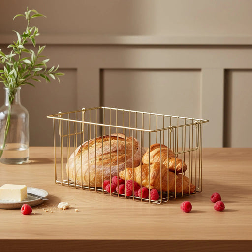 Livon Metal Storage Basket, Set Of 2 - Gold Homelves