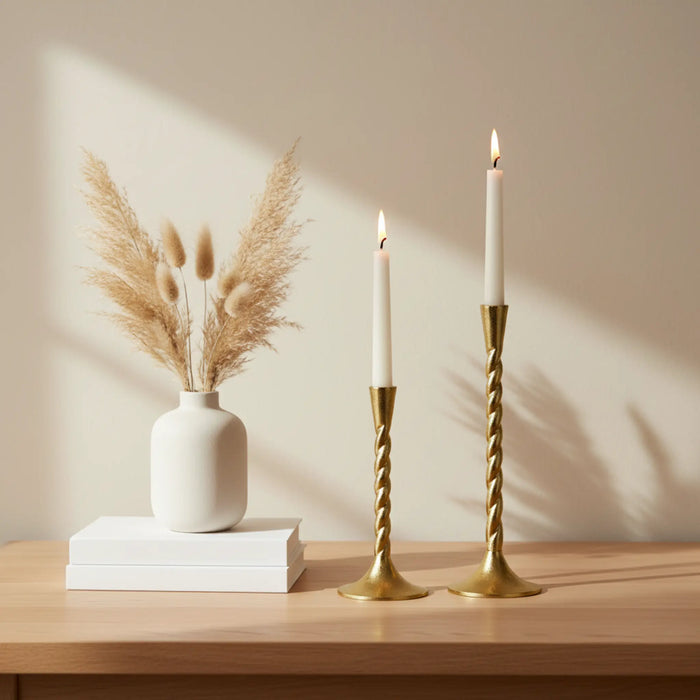 Loor Metal Candle Holder, Set Of 2 - Gold