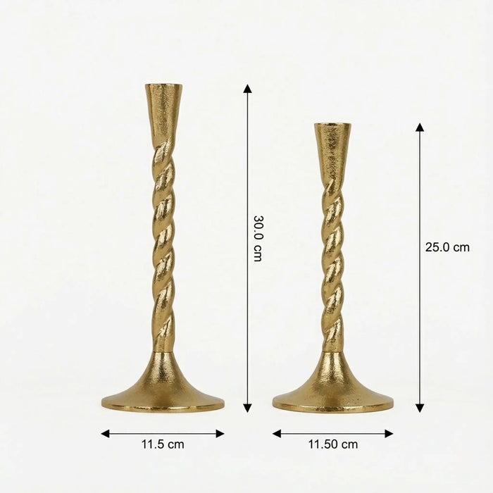 Loor Metal Candle Holder, Set Of 2 - Gold
