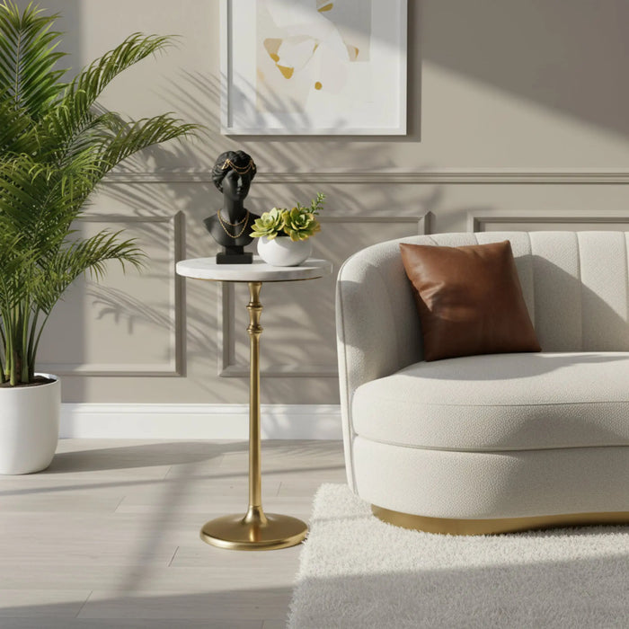 Luna Side Table with Marble Top - Gold