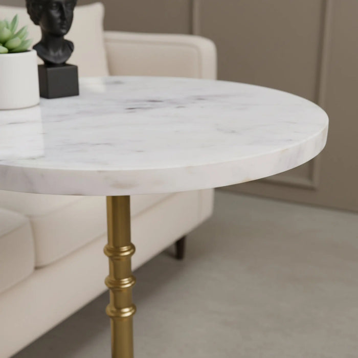 Luna Side Table with Marble Top - Gold
