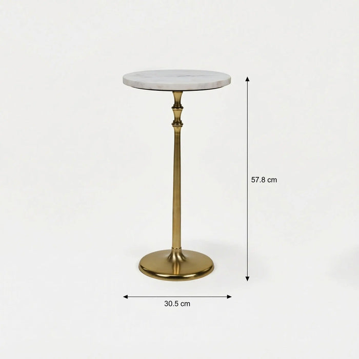 Luna Side Table with Marble Top - Gold