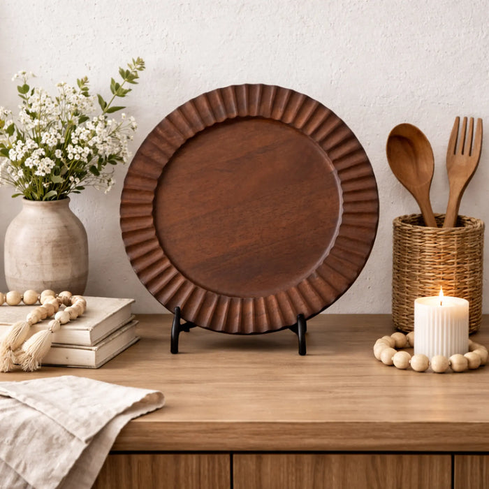 Luvra Wooden Platter - Brown