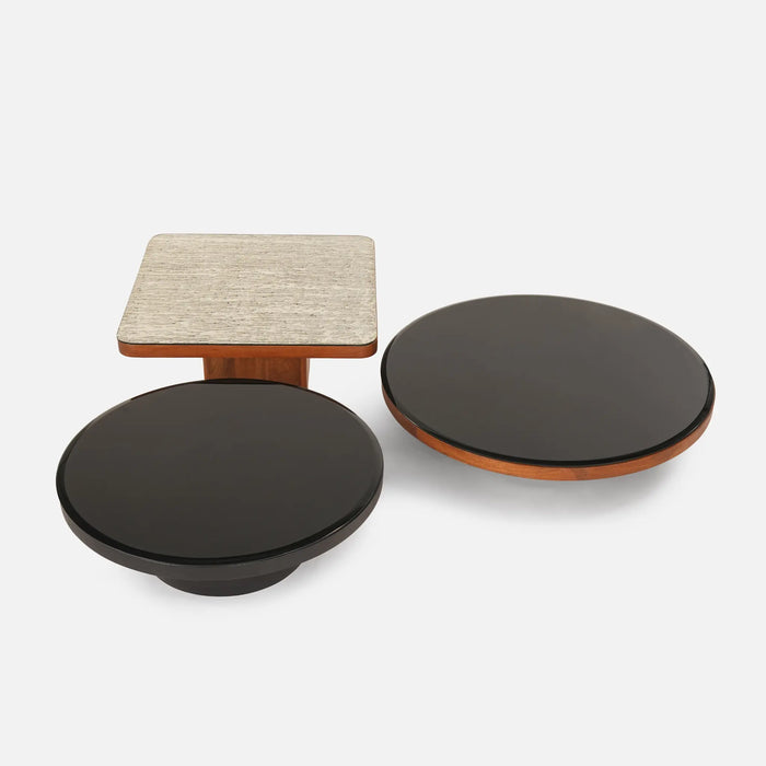 Mayo, Miyo & Rio Tables, Set of 3 - Black Mirror & Antique Mirror