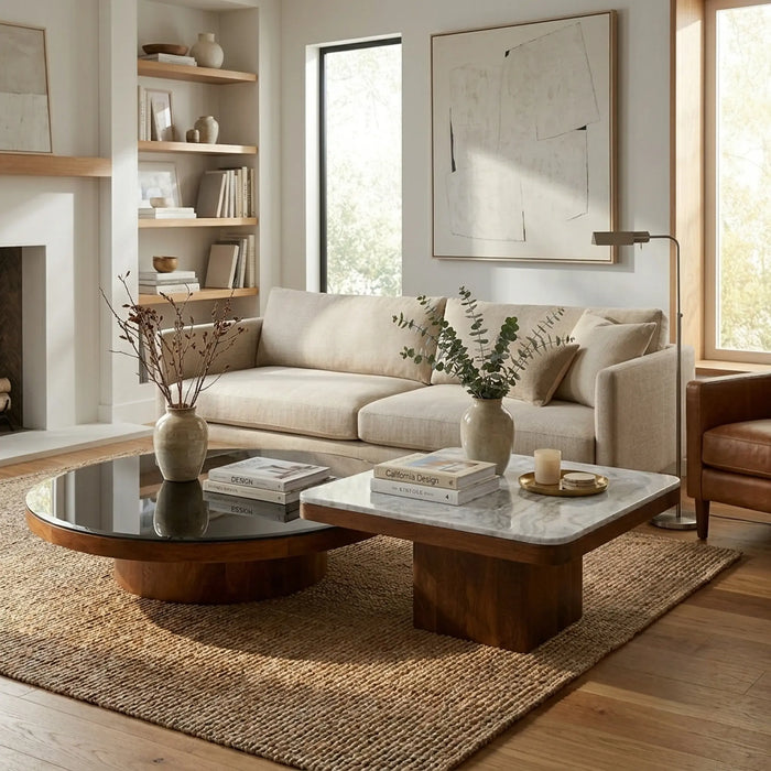 Mayo & Rio Coffee Table Set - Brown & White