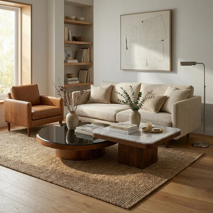 Mayo & Rio Coffee Table Set - Brown & White