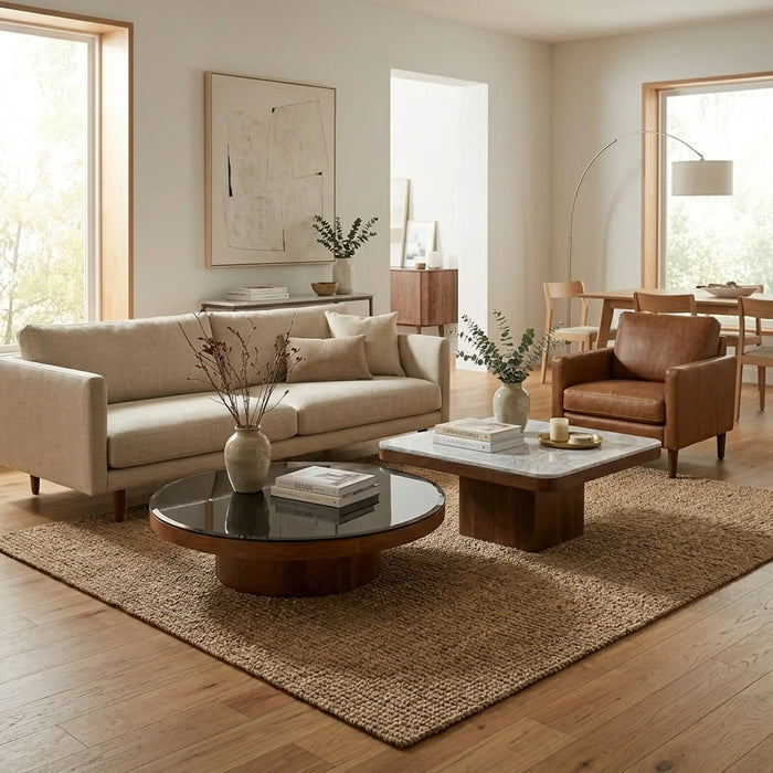 Mayo & Rio Coffee Table Set - Brown & White