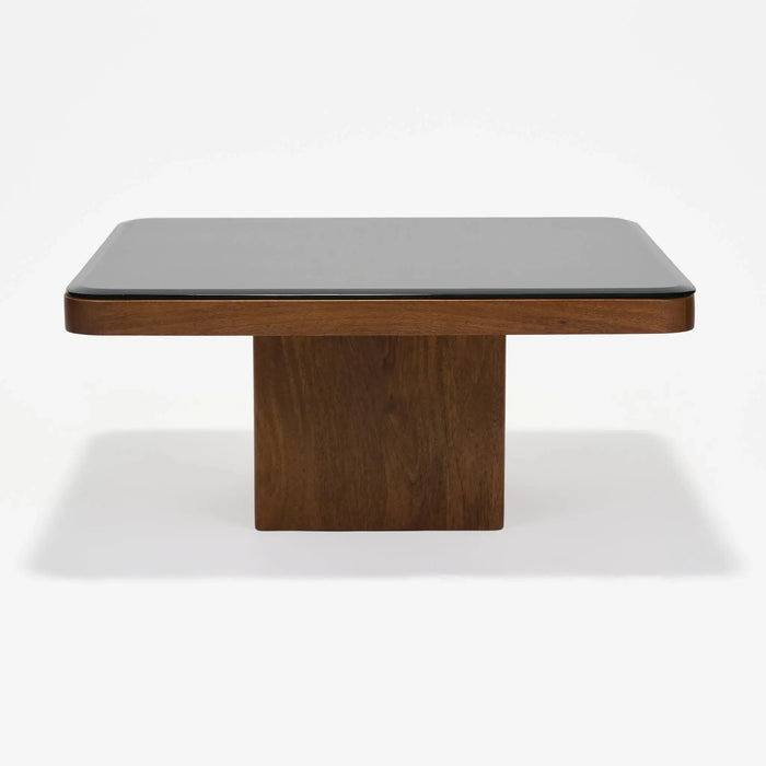 Mayo & Rio Coffee Tables With Black Glass Top, Set Of 2