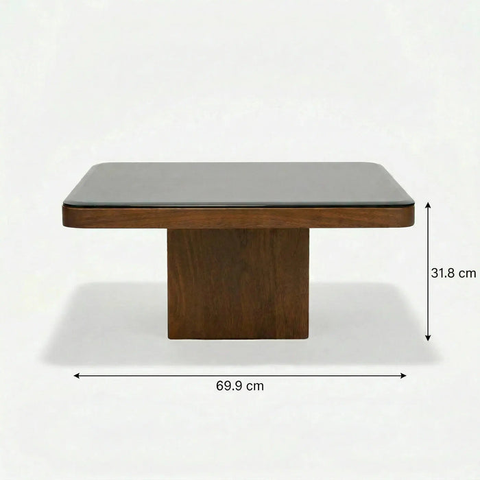 Mayo & Rio Coffee Tables With Black Glass Top, Set Of 2