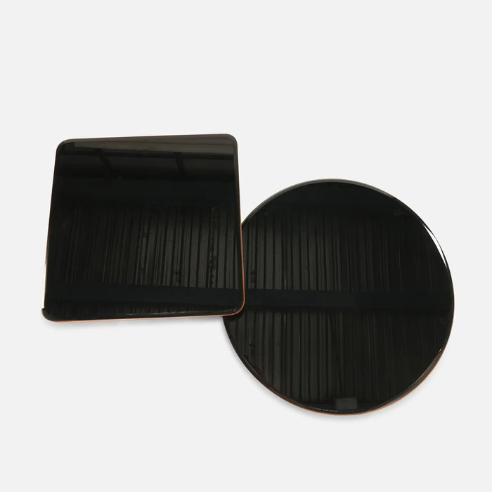 Mayo & Rio Coffee Tables With Black Glass Top, Set Of 2