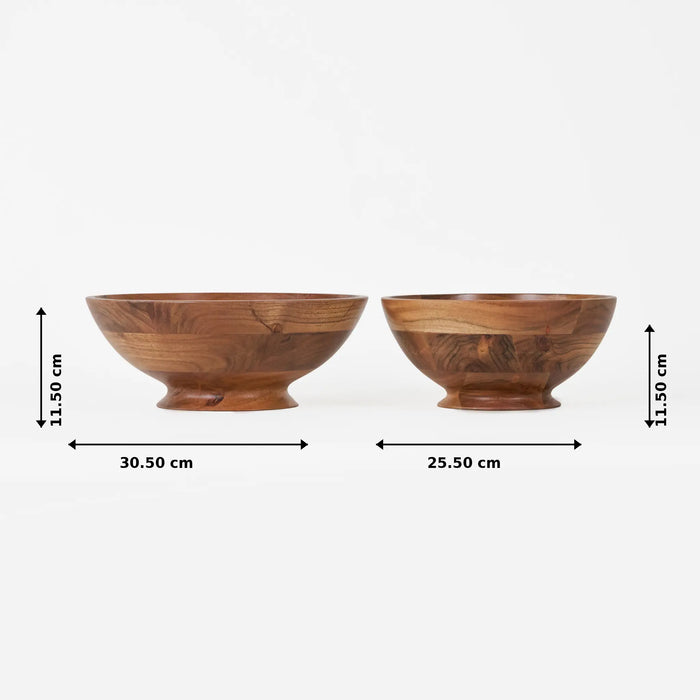 Mez Wooden Serving Bowl, Set of 2 - Natural