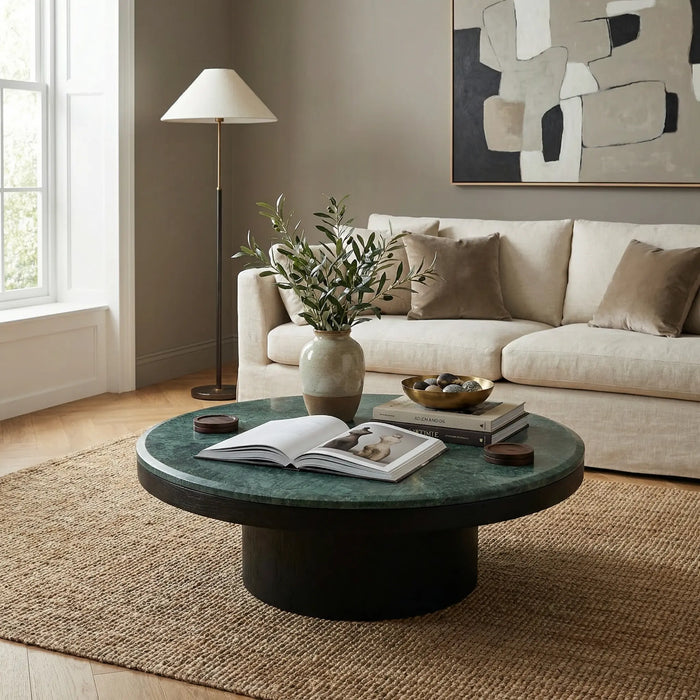 Miyo Coffee Table With Marble Top - Green & Black